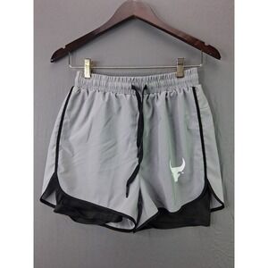 Unbranded 2-in-1 Athletic Shorts Mens XS Grey Black Bull Logo Running Gym